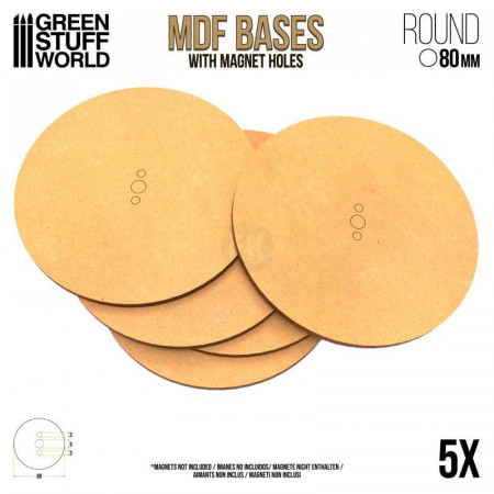 Drevotrieskové podstavce MDF Bases - Round 80 mm (5 ks)